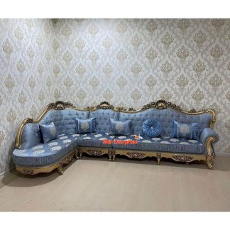 Teak Wood Designer L-Shape Sofa Set