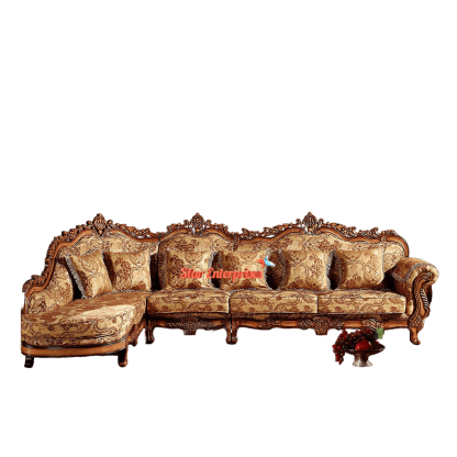 Star Enterprises Teak Wood Luxury L-Shape Sofa Set L-SOFA-014 - Image 2