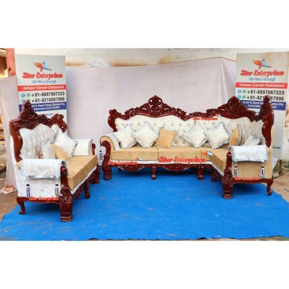 Teak Wood Maharaja L-Shape Sofa Set