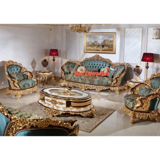 Teak Wood Royal Luxury Hand Carved Sofa Set