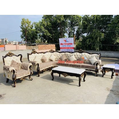 Star Enterprises Teak Wood Traditional L-Shape Sofa Set L-Sofa-09 - Image 3