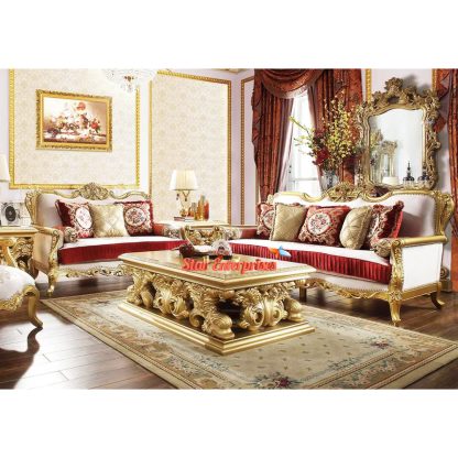 Wooden Designer Gold Finish Sofa Set