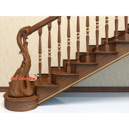 Wooden Designer Master And Railing Stairs Pillars