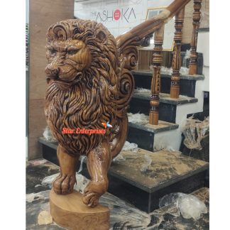 Wooden Huge Royal Lion Master With Railing Pillars