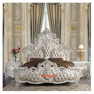 Wooden Luxury Gleaming White Bed