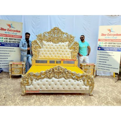 Star Enterprises Wooden Royal Antique Hand Carved Bed BD-076 - Image 2