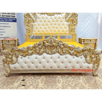 Star Enterprises Wooden Royal Antique Hand Carved Bed BD-076 - Image 3