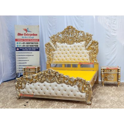 Star Enterprises Wooden Royal Antique Hand Carved Bed BD-076 - Image 5