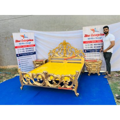 Star Enterprises Wooden Royal Queen Size Bed BD-095 - Image 2