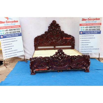 Wooden Traditional Maharaja Hand Carved Bed