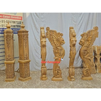 Wooden Carved Master And Railing Pillars