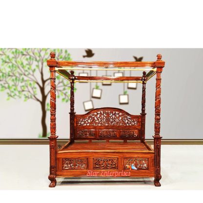 Antique Hand Carved Canopy Bed