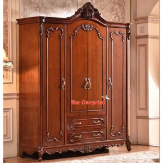 Antique Style Cherry Finish Wardrobe