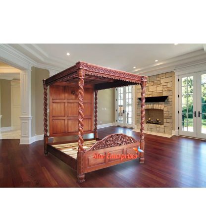 Elegant Designer Teak Wood Canopy Bed