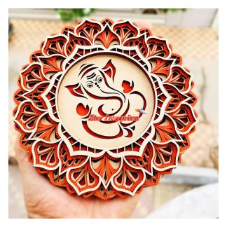 Ganesha Design Spiritual Mandala Teakwood Wall Decor