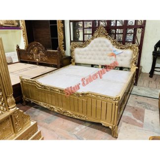 Gold Finish Luxury King Size Bed