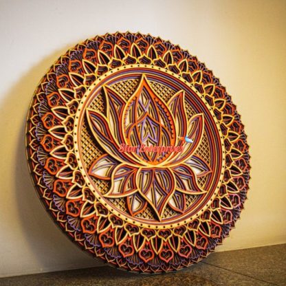 Lotus Mandala Solid Wood Wall Art