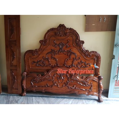 Star Enterprises Teak Wood Antique Double Bed BD-0118 - Image 3