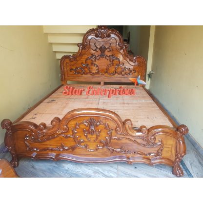 Star Enterprises Teak Wood Antique Double Bed BD-0118 - Image 4