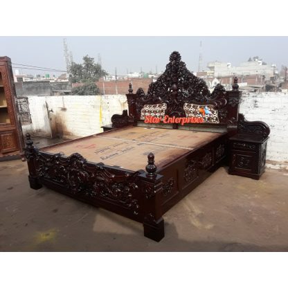 Teak Wood Antique Indian Style King Size Bed