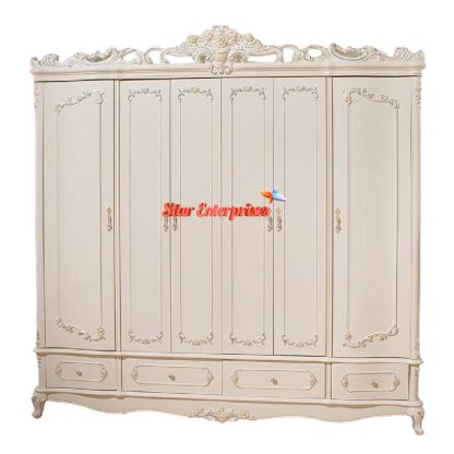 Star Enterprises Teak Wood Gleaming White Classic Wardrobe ALM-035 - Image 2