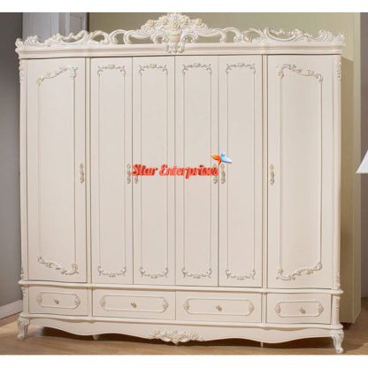 Star Enterprises Teak Wood Gleaming White Classic Wardrobe ALM-035 - Image 3