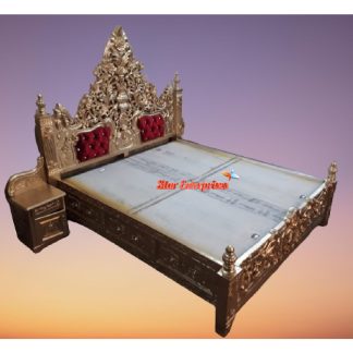 Teak Wood Hand Carved Designer Bed