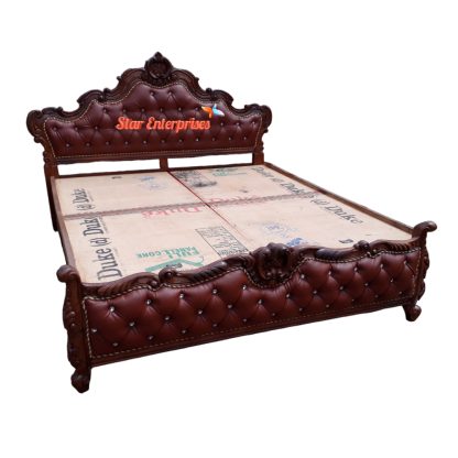 Star Enterprises Wooden Carved Designer Double Bed BD-0107 - Image 2