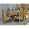 Star Enterprises Teak Wood Heavy Floral Hand Carved Luxury Dining Set DNG-029 - Image 2