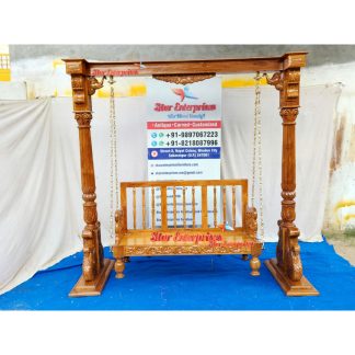 Teak Wood Modern Style Carved Swing