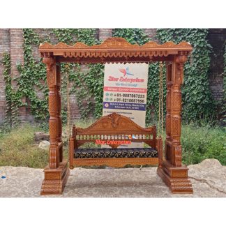 Wooden Maharaja Engraved Teak Wood Swing