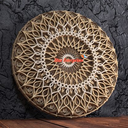 Wooden Pecan White Natural Mandala