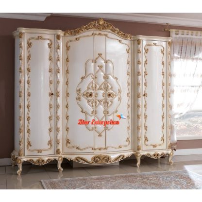 Wooden Royal White Finish Wardrobe