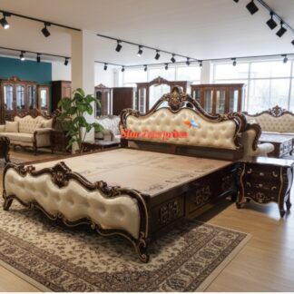 Wooden Sleek Design Double Bed