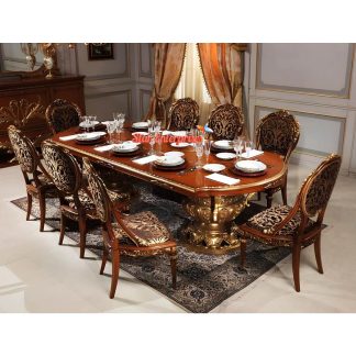 Luxury European Style Hand Carving Dining Table Set