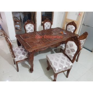 Sheesham Wood Hand Carved Dining Table Set