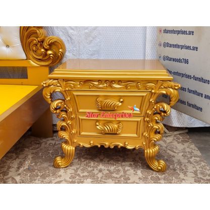 Solid Wooden Royal Hand Carving Bed Side Table