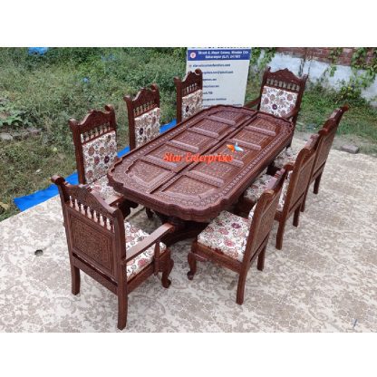 Teak Wood Antique Engraving Work Dining Set