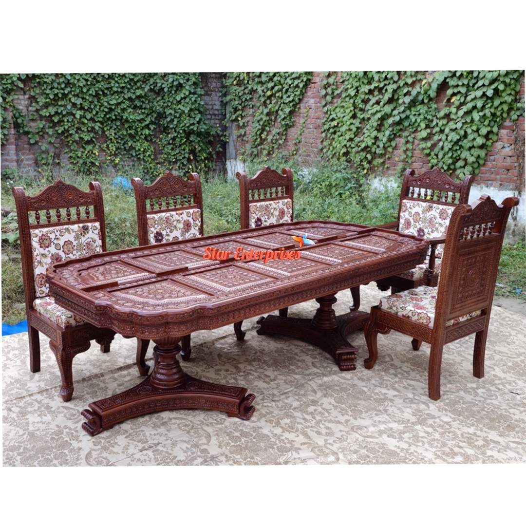 Star Enterprises Wooden Classic Engraved Dining Set DNG-037 - Image 5