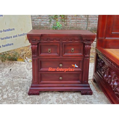 Teak Wood Classic Bed Side Table