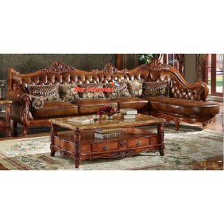 Teak Wood Designer L-Shape Corner Sofa Set