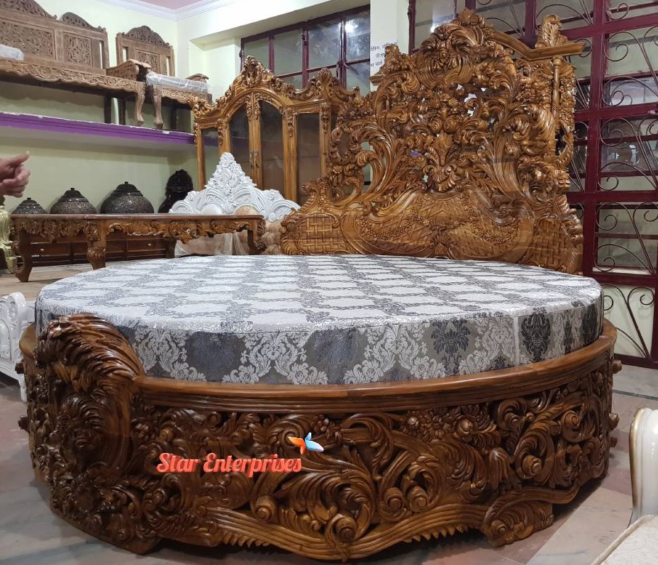 Teak-Wood-Designer-Round-Bed