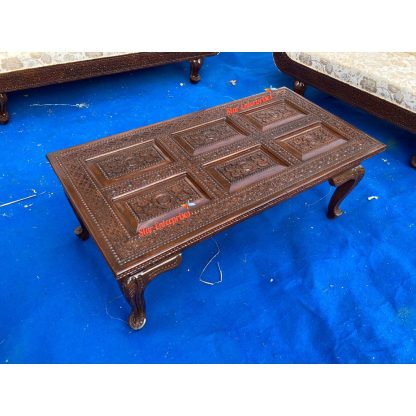 Teak Wood Hand Engraved Center Table