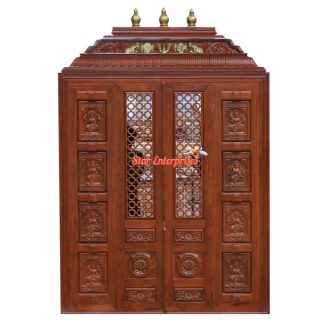 Teak Wood Hand Carved Temple Door