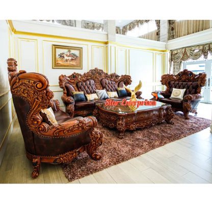 Teak Wood Heavy Carved Royal Sofa Set