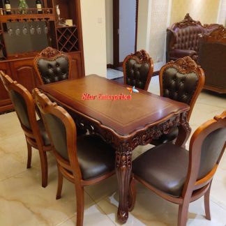 Teak Wood Retro Modern Dining Table Set