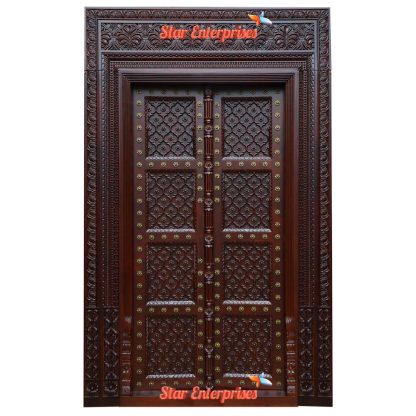 Star Enterprises Teak Wood South Indian Style Double Door DR-015 - Image 3