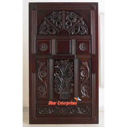 Teak Wood Vintage Hand Carved Single Door