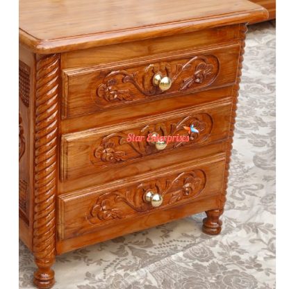 Star Enterprises Wooden Antique Bed Side Table BDSD-032 - Image 3