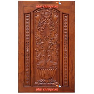 Wooden Floral Hand Carved Single Door